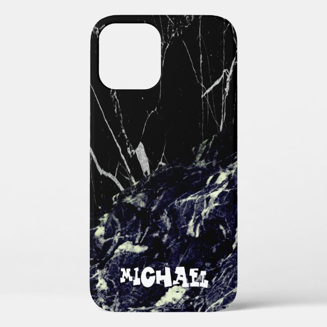 Cooles Trendy Black Blue Marble Case-Mate iPhone C Hülle (Rückseite)