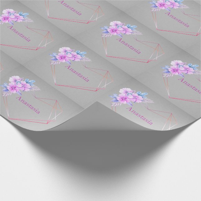 Cooles Trendy Lila Heart Blume Wrapping Paper Geschenkpapier (Ecke)