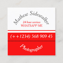 Cooles Trendy Red and White Cubic Quadratische Visitenkarte