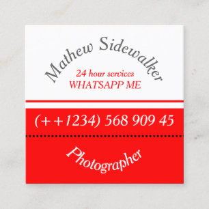 Cooles Trendy Red and White Cubic Quadratische Visitenkarte