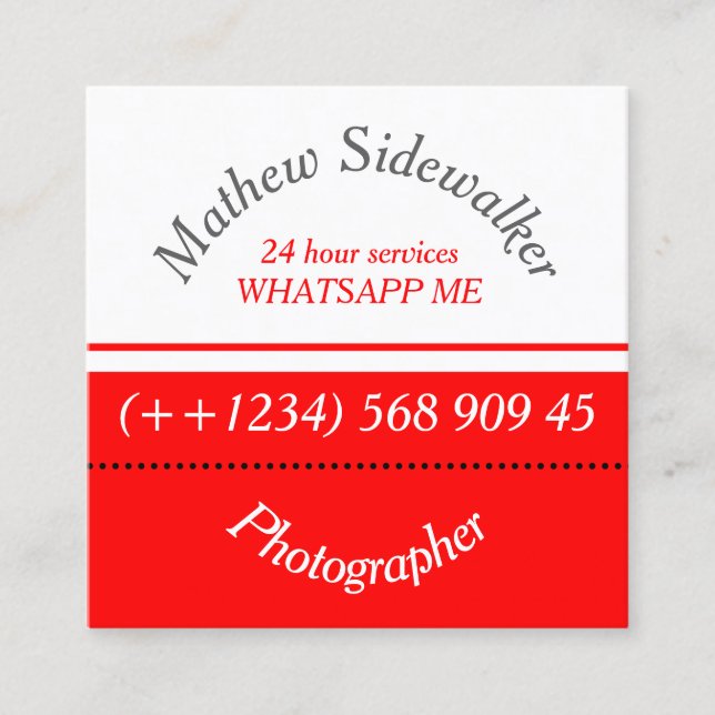 Cooles Trendy Red and White Cubic Quadratische Visitenkarte (Vorderseite)