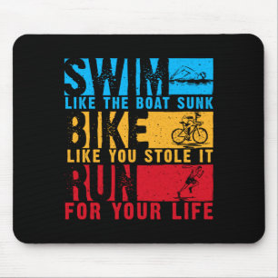 Cooles Triathlon-Design für Männer Frauen schwimme Mousepad