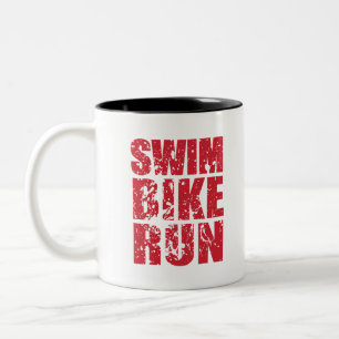 Cooles Triathlon-Design Zweifarbige Tasse