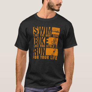 Cooles Triathlon für Männer Frauen Boot Schwimmen T-Shirt