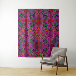 Cooles Trippy-Magenta, Rot- und Grünes Wavy-Muster Wandteppich