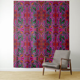 Cooles Trippy-Magenta, Rot- und Grünes Wavy-Muster Wandteppich