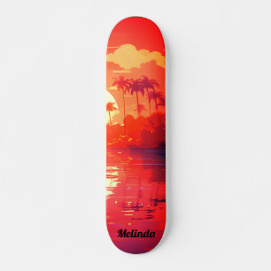 Cooles tropisches Sonnenuntergang Skateboard