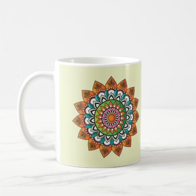 Cooles und buntes Mandala-Muster Kaffeetasse (Links)