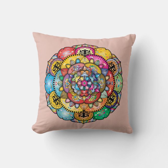 Cooles und buntes Mandala-Muster Kissen (Vorderseite)
