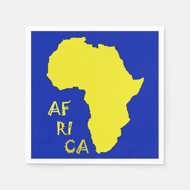 Cooles und funkelndes Gelbes Afrika-Kartenpapier N Serviette (Vorderseite)