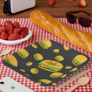 Cooles und lustiges Hammermuster Monogram Pappteller