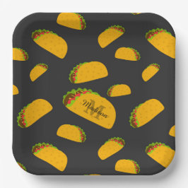 Cooles und lustiges Yummy-Tacom Monogram Pappteller