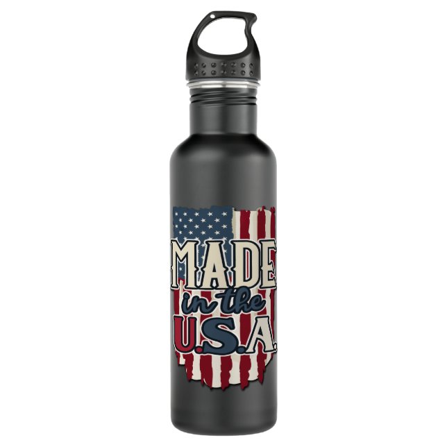 Cooles US-Flaggendesign made in USA Edelstahlflasche (Vorderseite)