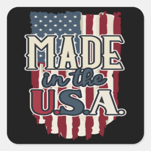 Cooles US-Flaggendesign made in USA Quadratischer Aufkleber