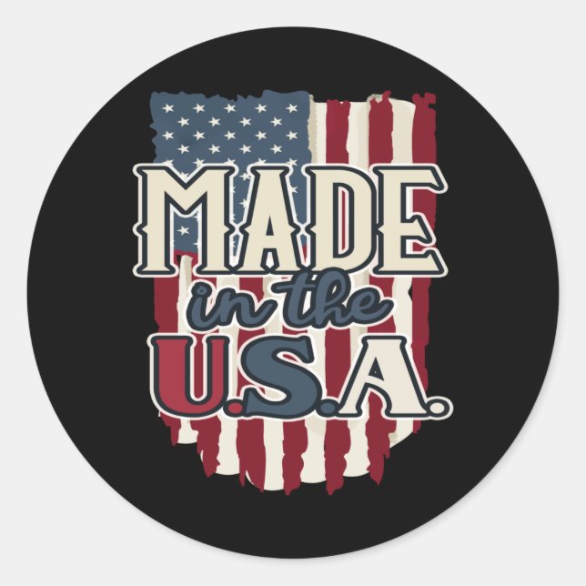 Cooles US-Flaggendesign made in USA Runder Aufkleber (Vorderseite)