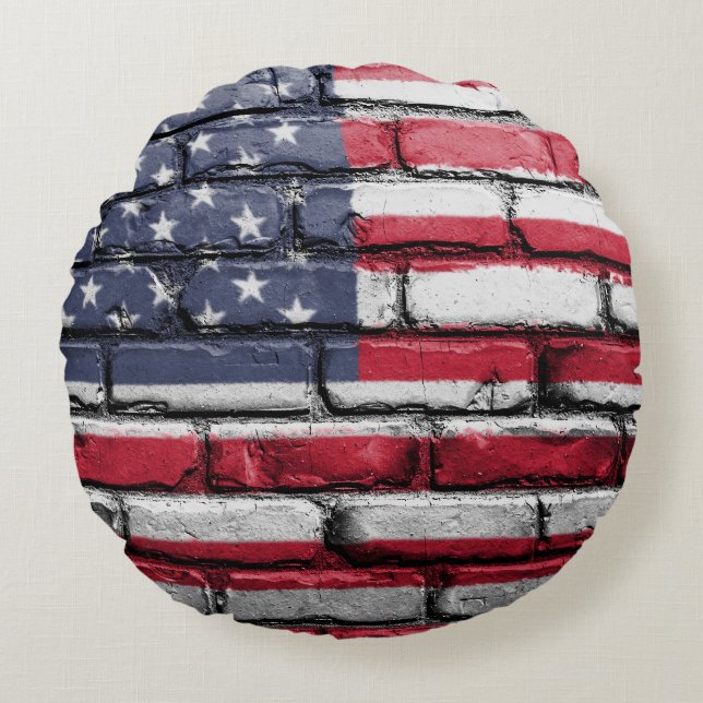 Cooles USA-Flag-Design Rundes Kissen (Vorderseite)