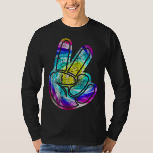 Cooles Vintage-Hand-Friedenszeichen-Tie-Dye abgenu T-Shirt