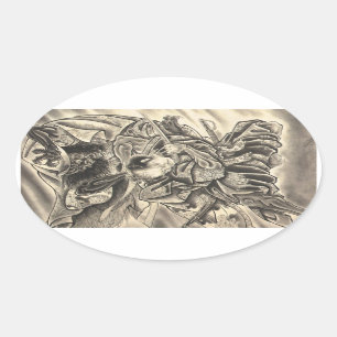 Cooles Vintage Japanischer Dämon Samurai Kampf Tat Ovaler Aufkleber