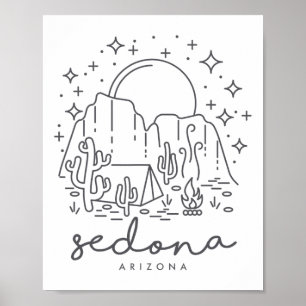 Cooles Vintage-Kaktus Sedona Arizona Camping-Souve Poster