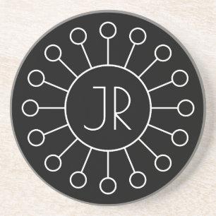 Cooles Vintage-Logo-Stil-Monogramm Schwarz & Wei Getränkeuntersetzer