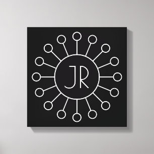 Cooles Vintage-Logo-Stil-Monogramm   Schwarz & Wei Leinwanddruck
