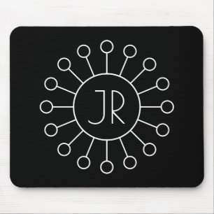 Cooles Vintage-Logo-Stil-Monogramm   Schwarz & Wei Mousepad