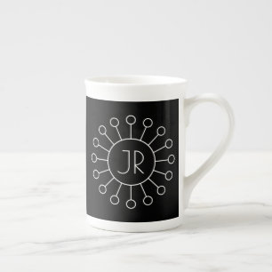 Cooles Vintage-Logo-Stil-Monogramm Schwarz & Wei Prozellantasse