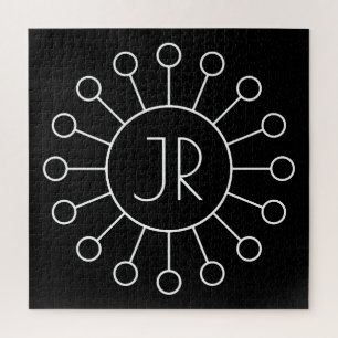 Cooles Vintage-Logo-Stil-Monogramm   Schwarz & Wei Puzzle