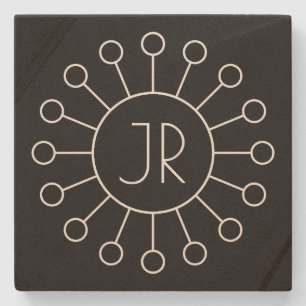 Cooles Vintage-Logo-Stil-Monogramm Schwarz & Wei Steinuntersetzer