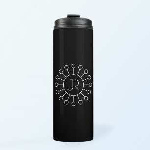 Cooles Vintage-Logo-Stil-Monogramm Schwarz & Wei Thermosbecher