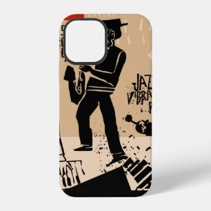 cooles Vintage-Plakat einer Jazzband mit Trompeten iPhone 12 Hülle