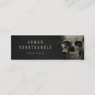 Cooles Vintage-Totenkopf-Typografie Schwarz Mini Visitenkarte