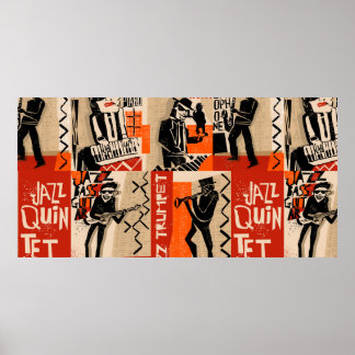 cooles Vintage von Jazzband Poster mit Trompete-Sp