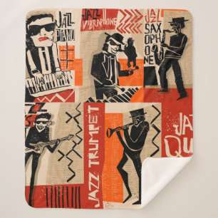 cooles Vintage von Jazzband Poster mit Trompete-Sp Sherpadecke