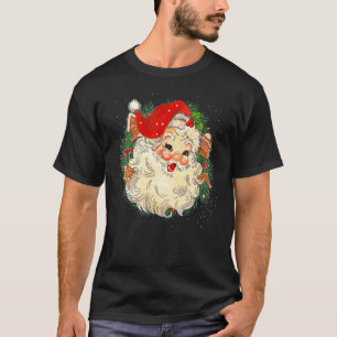 Cooles Vintage-Weihnachtsmann-Gesicht Xmas-Geschen T-Shirt