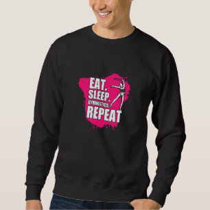 Cooles Vintages Essen Schlafen Gymnastik Gymnast Sweatshirt