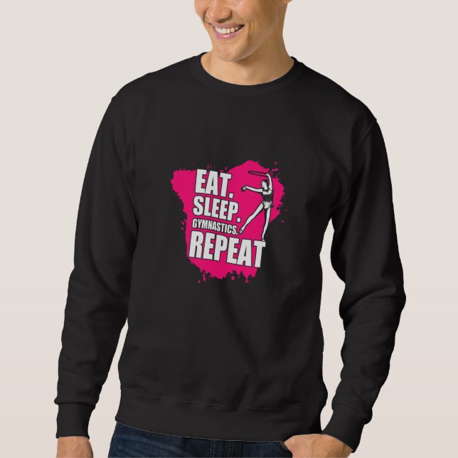 Cooles Vintages Essen Schlafen Gymnastik Gymnast Sweatshirt (Vorderseite)