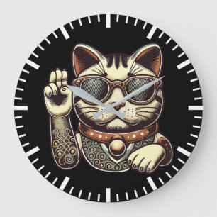 Cooles Vintages Maneki Neko Lucky Cat, Erfolgsgeld Große Wanduhr