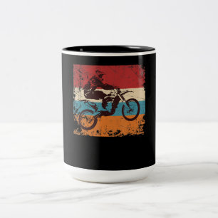 Cooles Vintages Motocross-Geschenk für Motorradlie Zweifarbige Tasse
