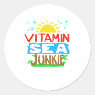 Cooles Vitamin Sea Junkie Funny Summer Lover Oce Runder Aufkleber
