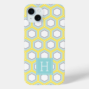 Cooles Wabenmuster und Aqua Monogram Case-Mate iPhone Hülle
