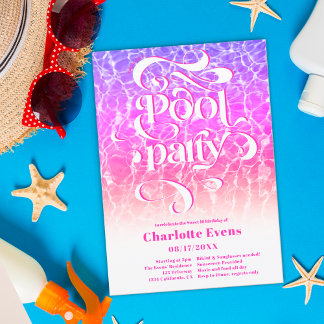 Cooles Wasser-Party-Skript Wirbel Rosa Sweet 16 Einladung