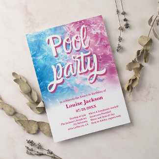 Cooles Wasser-Party-Skript Wirbel Rosa Sweet 16 Einladung