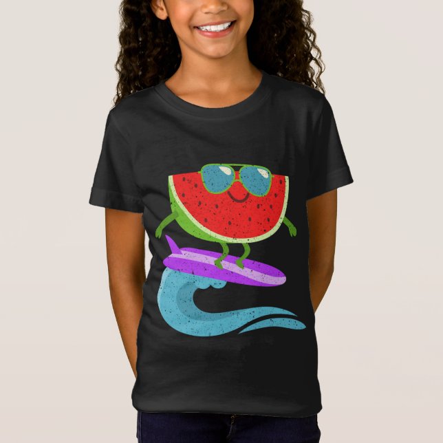 Cooles Watermelon Surfboard Funny Summer Frucht Vi T-Shirt (Vorderseite)