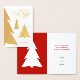 Cooles Weihnachten Moderne Bäume Urlaub Rot und Go Folienkarte