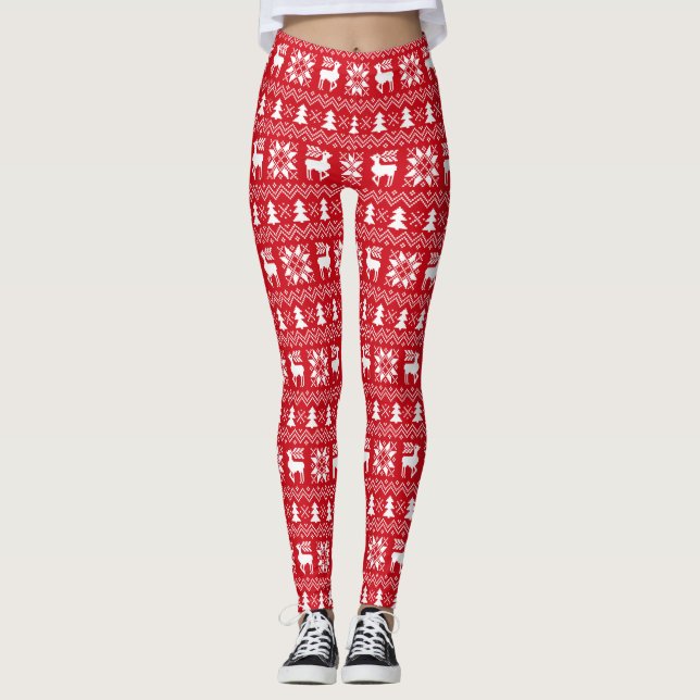 Cooles Weihnachts-Sweater-Gemustertes Design Leggings (Vorderseite)