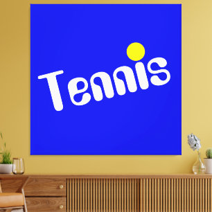 Cooles weißes gelbes Diagonal-TENNIS auf Viviblau Leinwanddruck