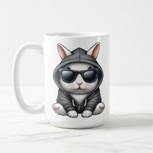 Cooles Weißes Kaninchen in Hoodie und Sonnenbrille Kaffeetasse