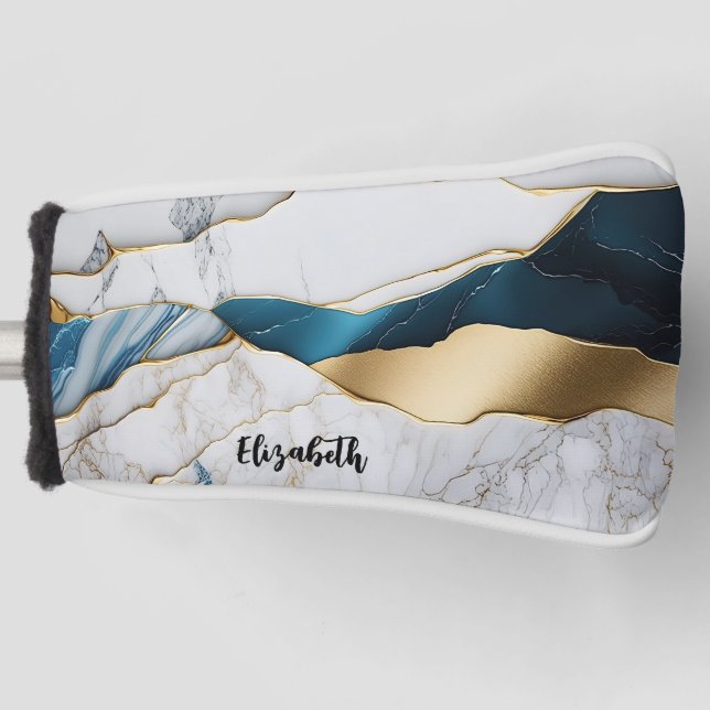 Cooles weißes türkisfarbenes Marmorgestein Golf Headcover (Vorderseite)