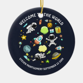 Cooles Weltraumthema - Astronauten und Raketenschi Keramik Ornament